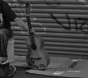This Machine... (Black and White Street Musician)