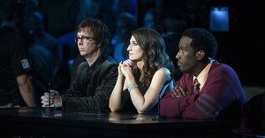 Season 3's Judges: (l to r.) Ben Folds, Sara Bareilles, and Shawn Stockman. (Source: NBC)