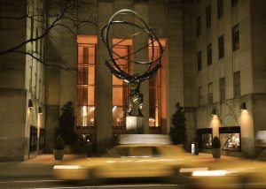 Atlas Statue with Cabs